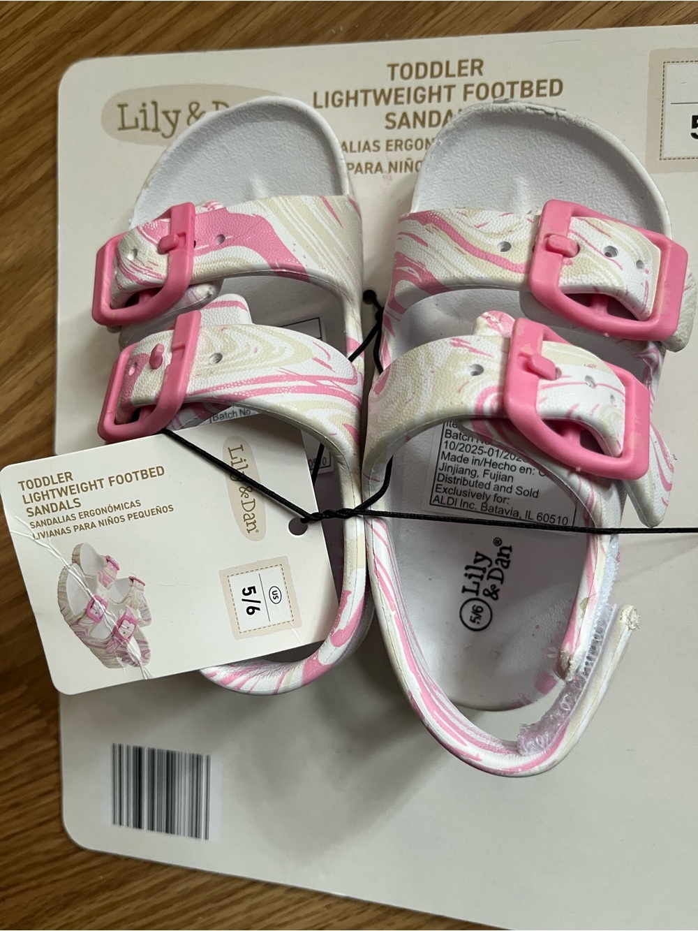 Lily & Dan Toddler Pink Marble Buckle Sandals